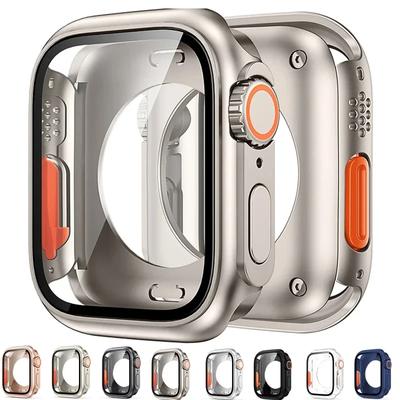 Change To Ultra Screen Protector Cover for Apple Watch 44mm 45mm 40mm 41mm Hard PC Front Rear Bumper Case for Iwatch 9 8 7 6 5 4