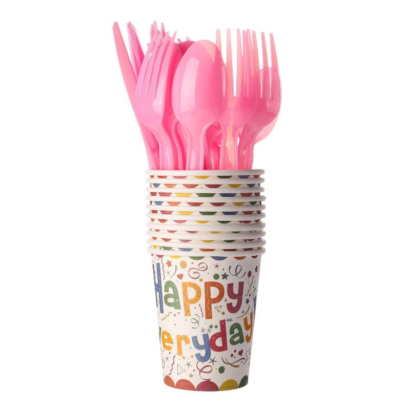 1Set Coloful Happy Birthday Theme Party Disposable Tableware For Boy Girl Birthday Party Supplies