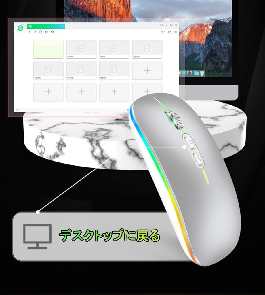 [Multi-Connection & Backlit] Wireless Mouse with Dual 2.4GHz and Bluetooth 5.1 Connections, Slim, Rechargeable Type-C, Simultaneous Connection with