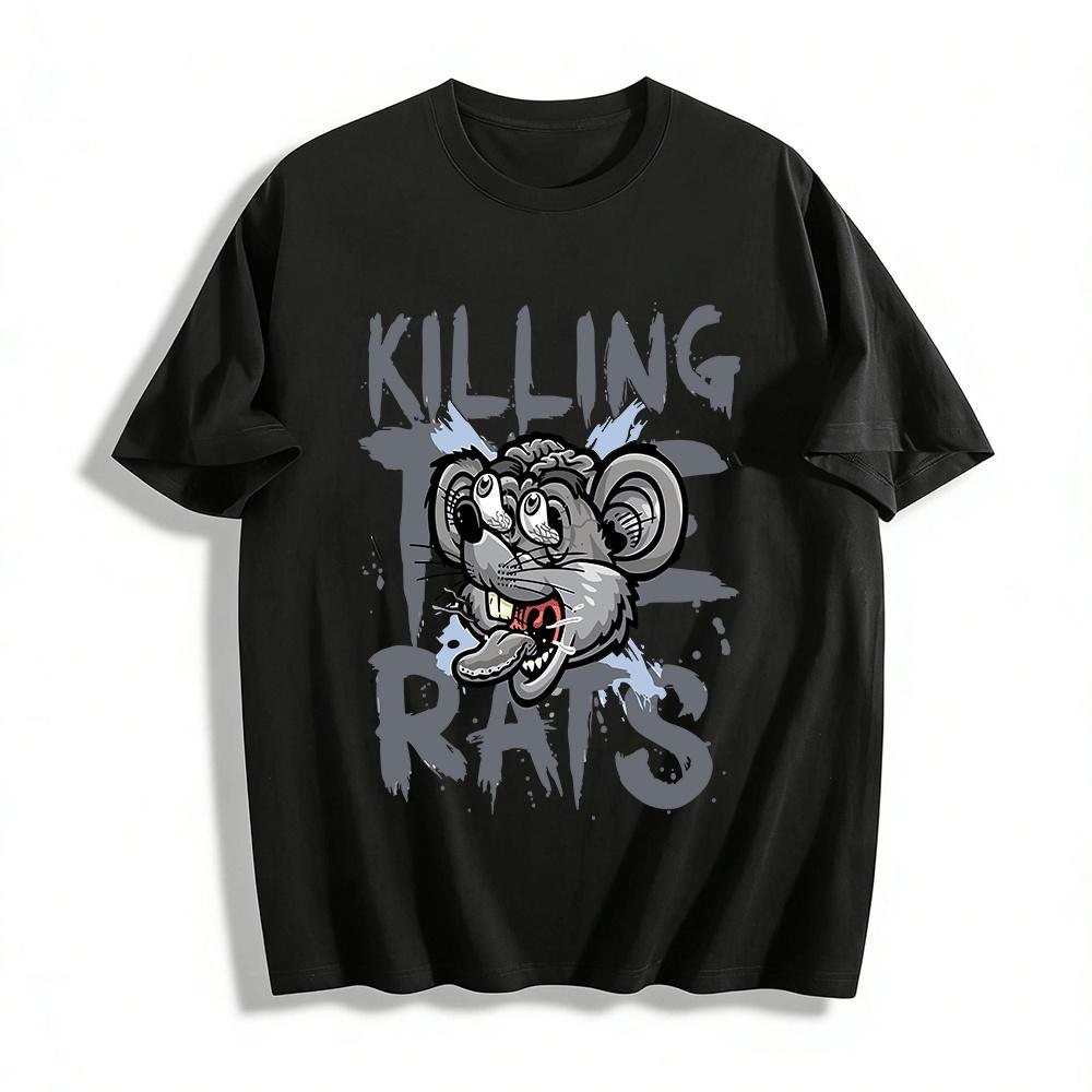 Crazy Mad Rat Print T Shirt Trendy Street Style Casual Top Pure cotton T-shirt