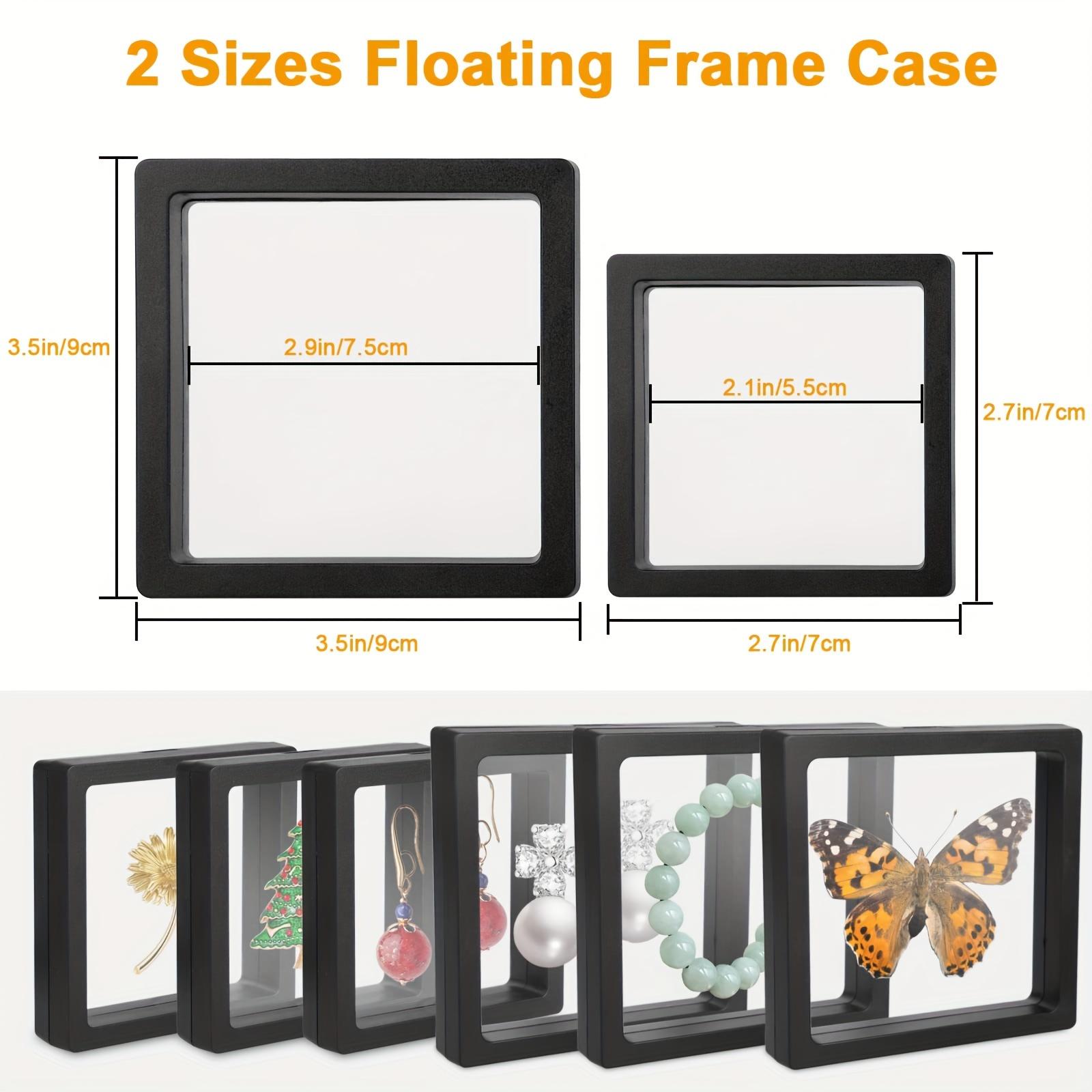 

10 pack 3D Floating Frame Display Stand, Transparent PE Floating Display Case, Jewelry Storage Box Suspension Frame 10 Pack (7X7cm) чёрный
