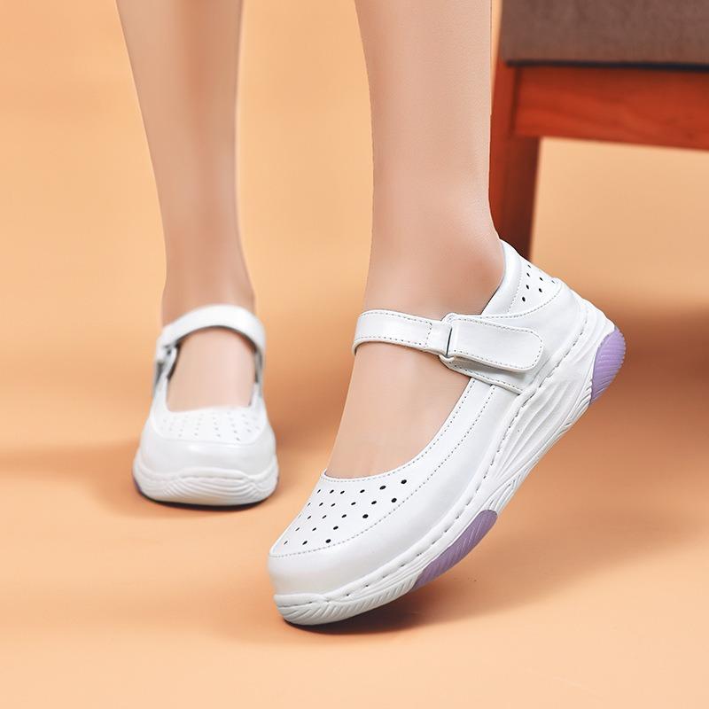 New nurse shoes soft sole summer comfortable thick sole heightening breathable deodorant not tired feet non-slip little white shoes
