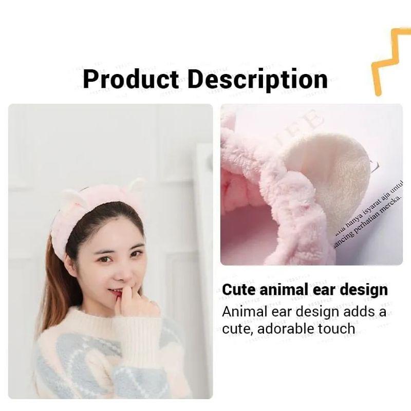 Honeyfluff - Chenille Animal Ear Face Wash Headband
