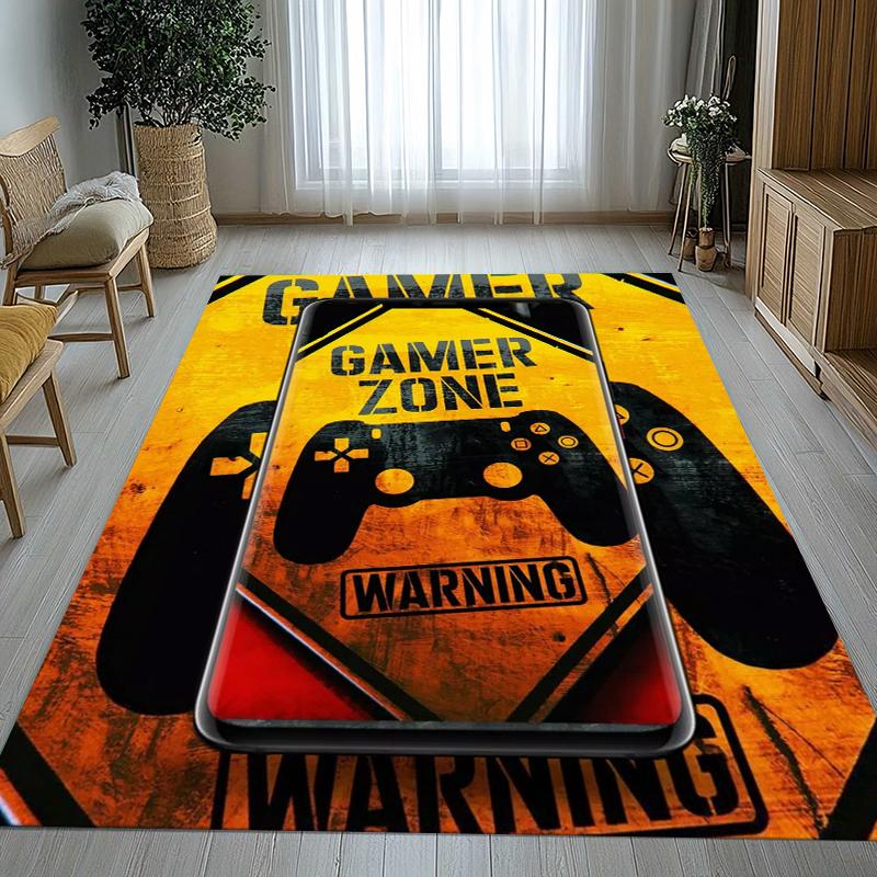 Cartoon Game Gamer Zone Controller Logo Living Room Non-Slip Area Rug Soft Carpet for Bedroom Playroom Sofa,Home Decor Doormat