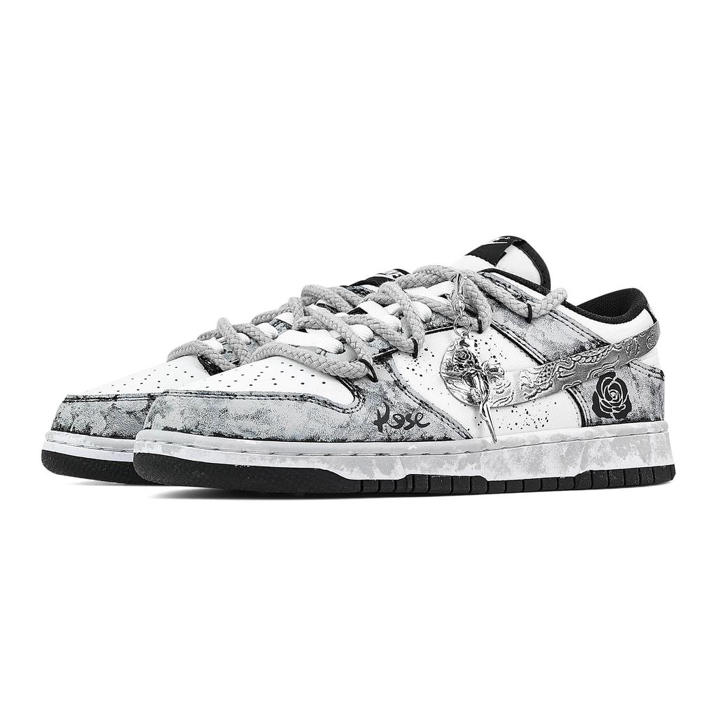 Nike Dunk Silver Bloom Abrasion Resistant Low Top Skateboard Shoes Unisex Gray White DD1391-100(Team773-)