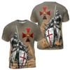 Summer Vintage Medieval Templars Graphic T-shirts for Women's 3D Printing Casual Funny T-shirt Street Outdoor Men's and Women's Tee Tops