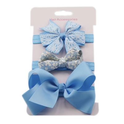 3\-Piece Girl Hair Band Sets Bowknot Headband Simple Kids Hair Ribbon Solid Color Children Hair Accessories
