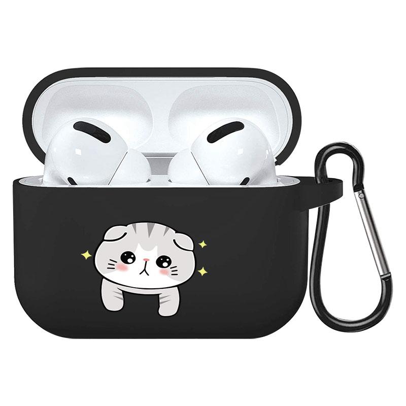 קריקטורה חמוד חיות מחמד כלב חתול בעל חיים ינשוף צמח פרחי אפל עבור אפל AirPods 2 3 כיסויי אוזניות חסינות זעזועים שחורות AirPods Pro Funds Cover