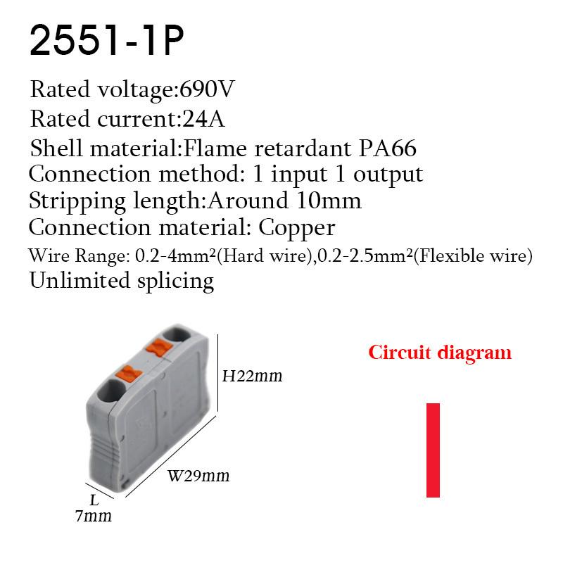 Zasouvací drátové konektory Elektrický kabel Svorkovnice Vícenásobný vstup/výstup na lištu DIN s upevňovacím otvorem Spojovací DIY připojení