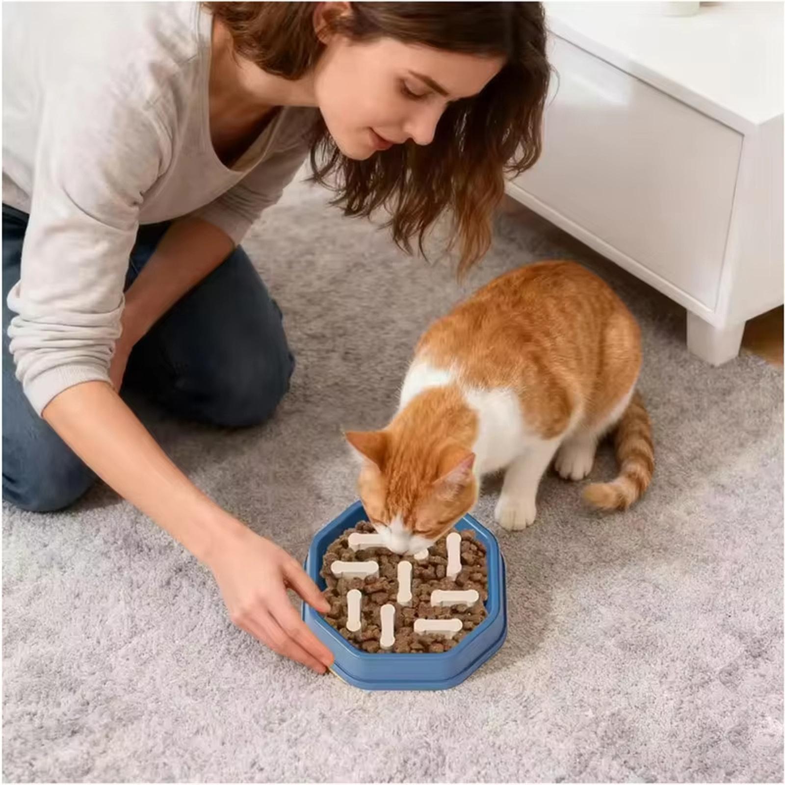 

-Choking Pet Slow Feeder Bowl, Detachable Non- -Tip Food Dish for Dogs Cats one size синий