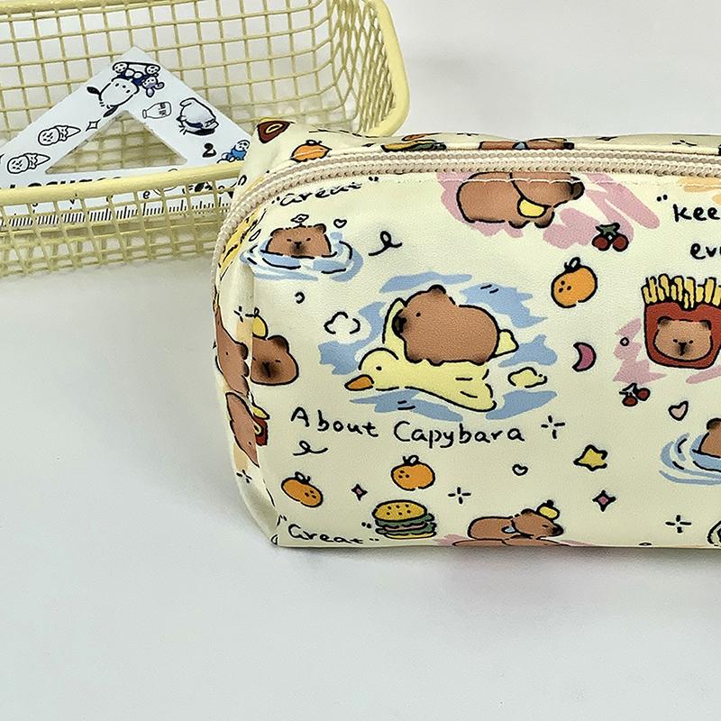 Cute Kawaii Good-Looking Capibala Pattern Print Stationery Bag Simple Pencil Case Pen Bag School Supplies Student Gift