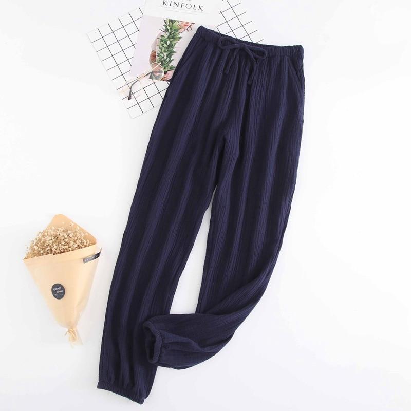Im japanischen Stil neue Frühlings- und Sommer-Damenhosen aus 100 % Baumwoll-Kreppstoff, große farbige Krawattenhose, Freizeithose, Heimhose
