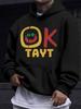 American/European Style Unisex Autumn/Winter Printed Hoodie Long-Sleeve Sweatshirt, OK Fun Joyful Face and Letter Print Hooded Sweatshirt, Simple Casu