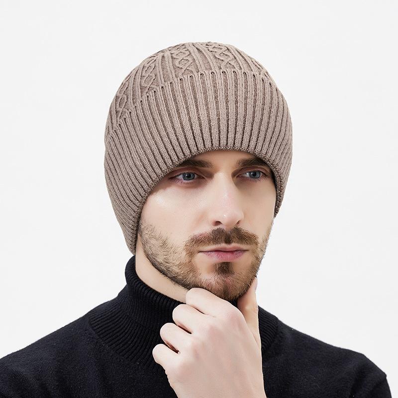 Winter Dick Warm Nacken Zweiteilige Strickmütze Herren Winddicht Kältefest Skimütze Wollmütze