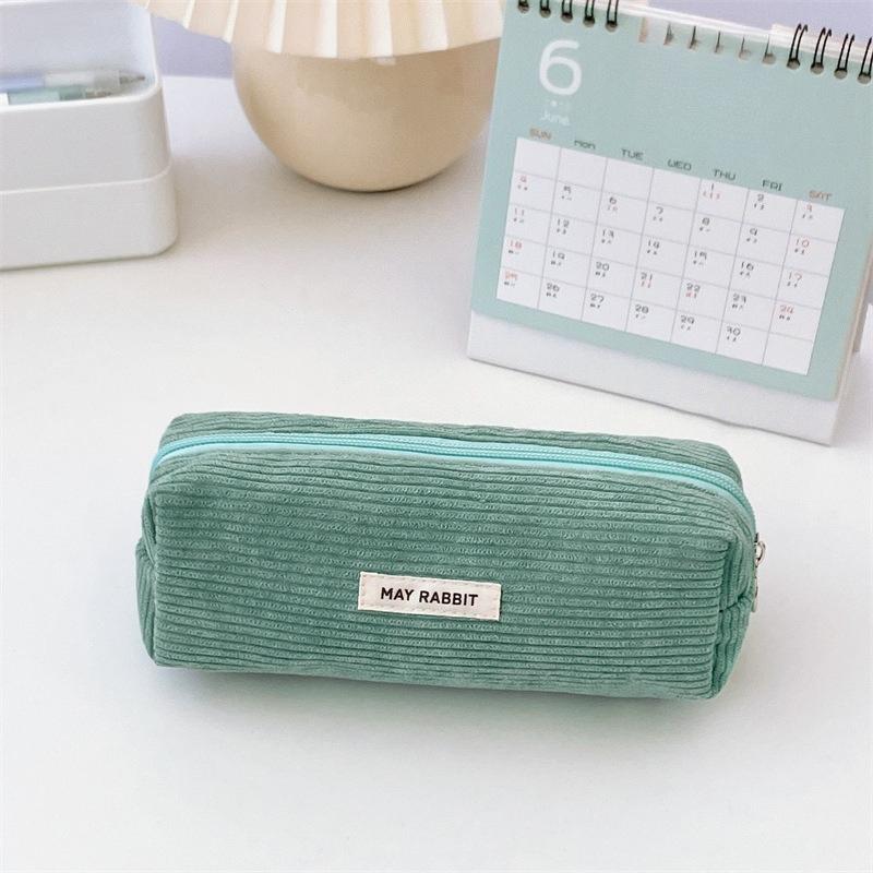 Cute Corduroy Makeup Bags Pencil Case Solid Color Pen Bag Pouch Gift for Girls School Office Stationery Organizer Supplies