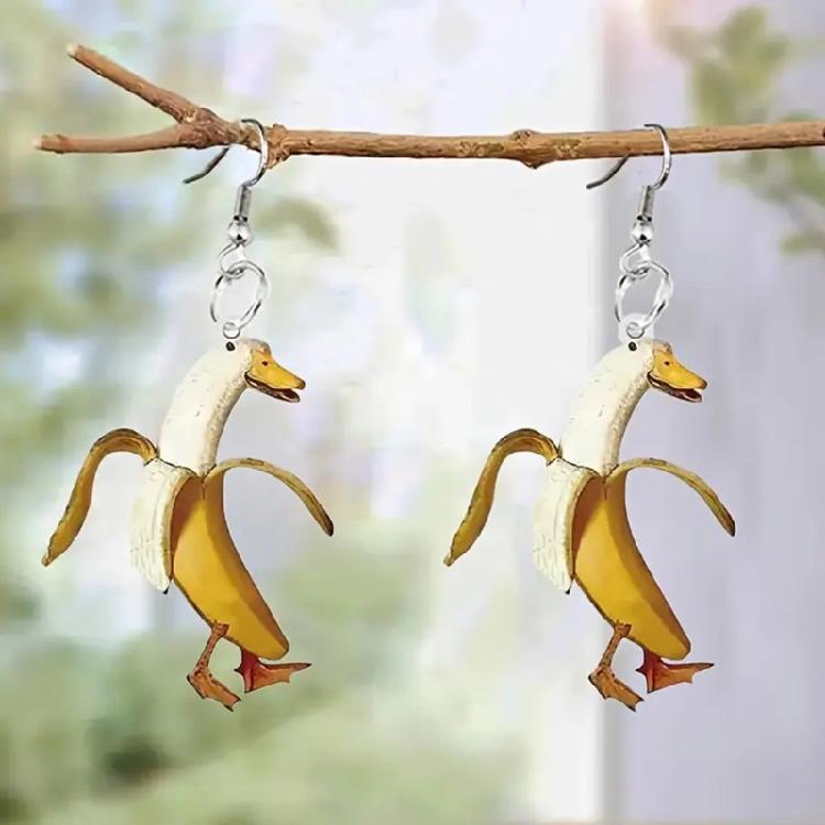 Trendsetzende Duck Banana Fusions Ohrringe Lebhaftes Acryl Verspieltes Accessoire Für Modebegeisterte Und Geschenksuchende