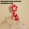 4Pcs Red Flower Adhesive Hooks Good Luck Bathroom Hooks Chinese Style Wall Hooks for Coats Hats Keys Kitchen Entryway
