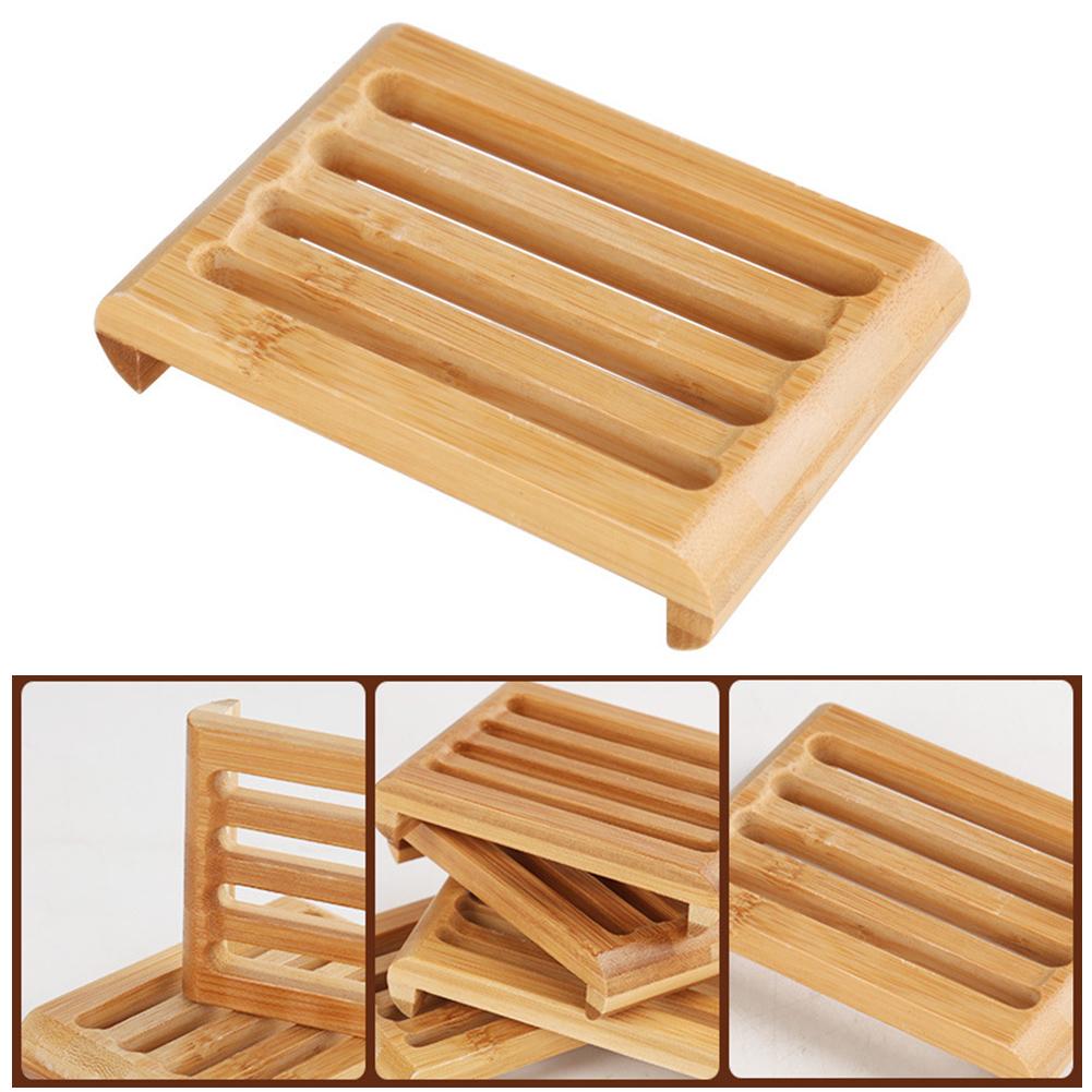 (1 piece) Bamboo soap dish eco friendly soap holder. Dimensions: 11x8x2cm