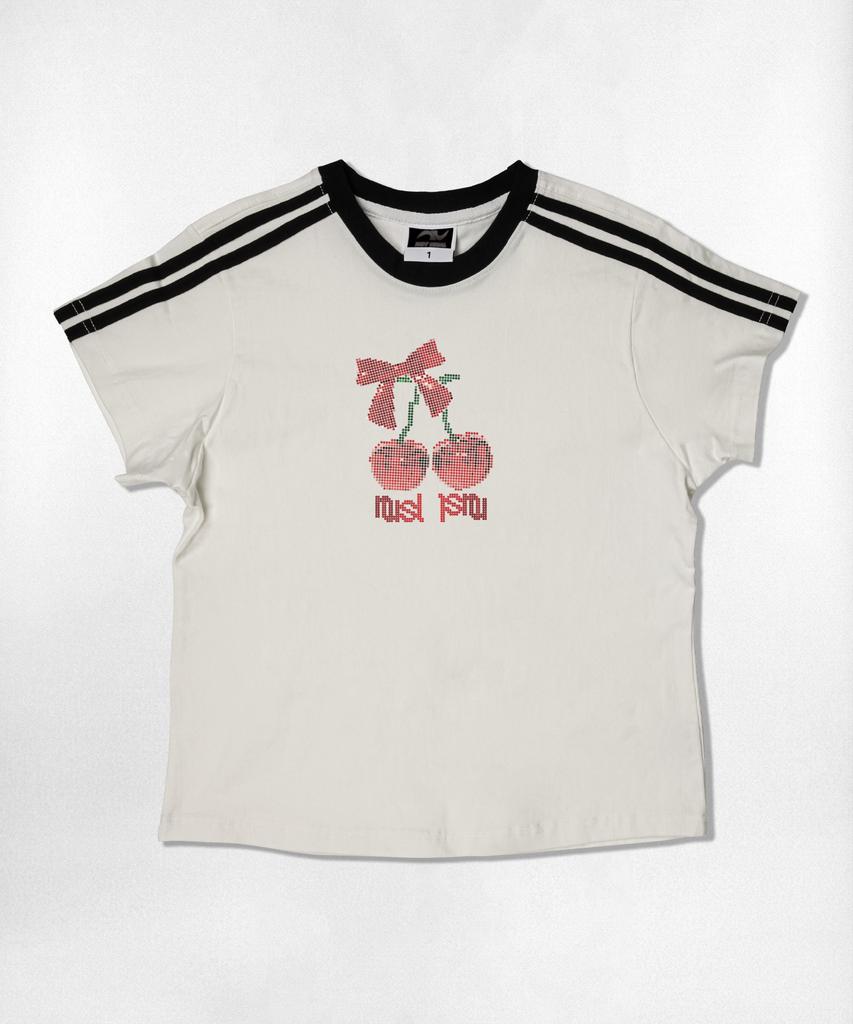 Nasyujeueol Dot Cherry Semi-Crop Short Sleeve T-Shirt 6 Colors