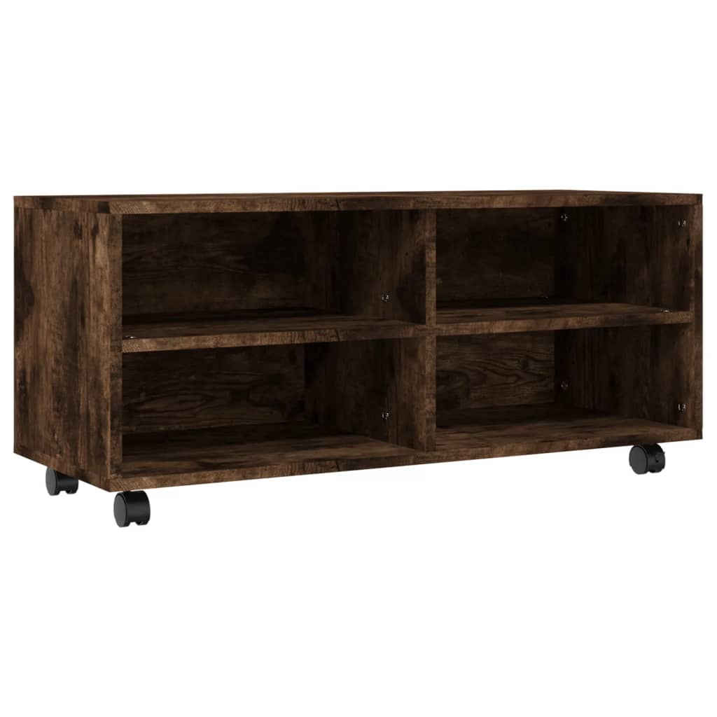 Vidaxl TV Cabinet, On Wheels, Smoked Oak, 90X35X35 Cm