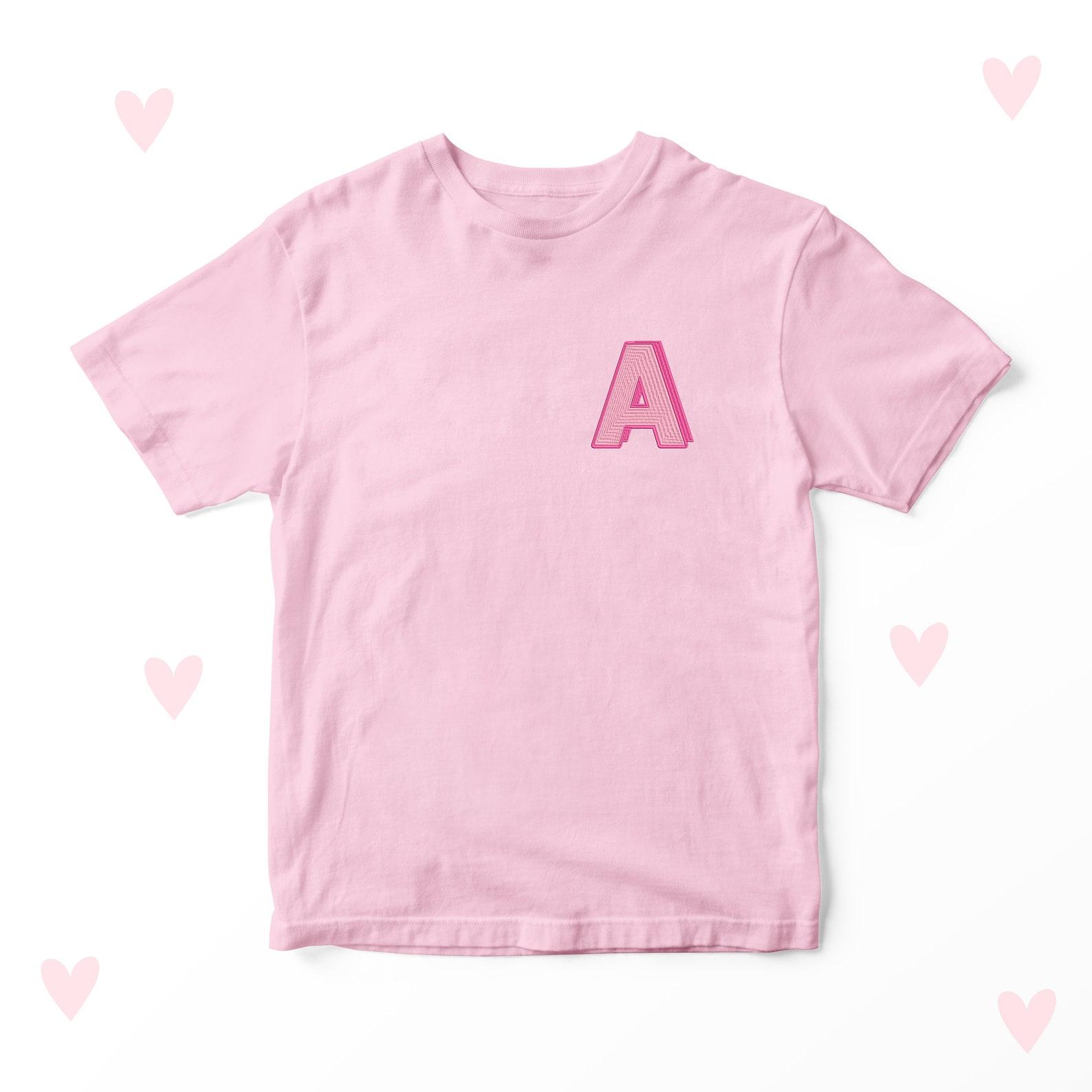 Embroidered Initial Kids T-shirt: Personalized Cotton Clothing 140