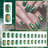 ABS Press On Nail 24PCS Christmas Snowflake Green Bell Design Reusable Artificial Nail For Festive Occasions