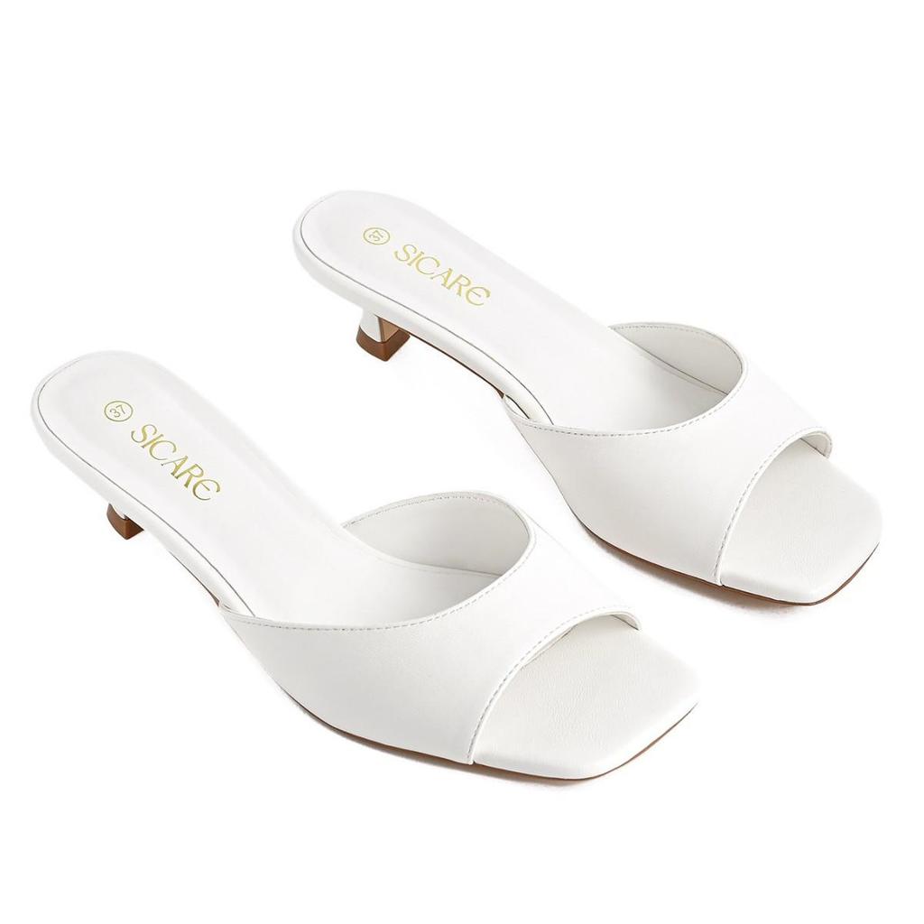Ciabatte con Tacco Alto Stiletto Punta Quadrata, Design Peep-Toe con Singolo Cinturino, Stile Europeo & Americano, Collezione Primavera/Estate 2026.