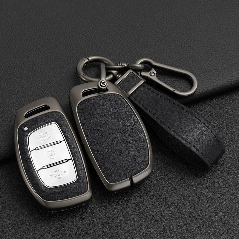 Husa pentru chei auto din aliaj de zinc + piele pentru Hyundai Ix25 Ix35 Ix45 Tucson Sonata Rena Creta Verna Solaris Mistra Elantra Accent