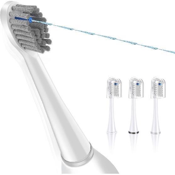 Flossing Toothbrush Head Replacement, 3 Count, Compatible with Water-pik Sonic Fusion / 2.0 SF-01, SF-02, SF03 & SF-04 (White, Full(3Packs))