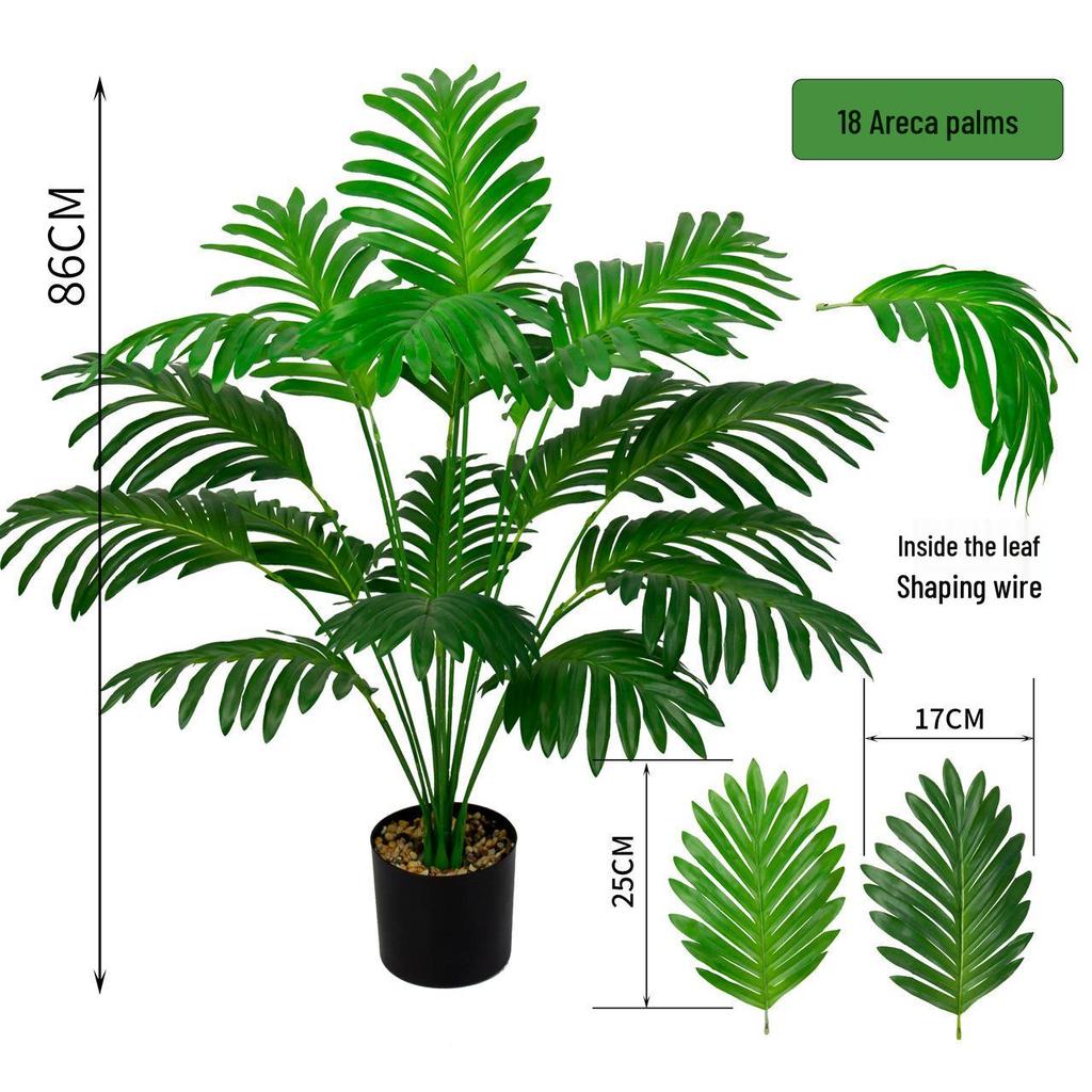 Areca Palm Green Plant Simulation with Potted Palm Leaves for Indoor/Outdoor Decoration – Fake Tree Bonsai Ornament