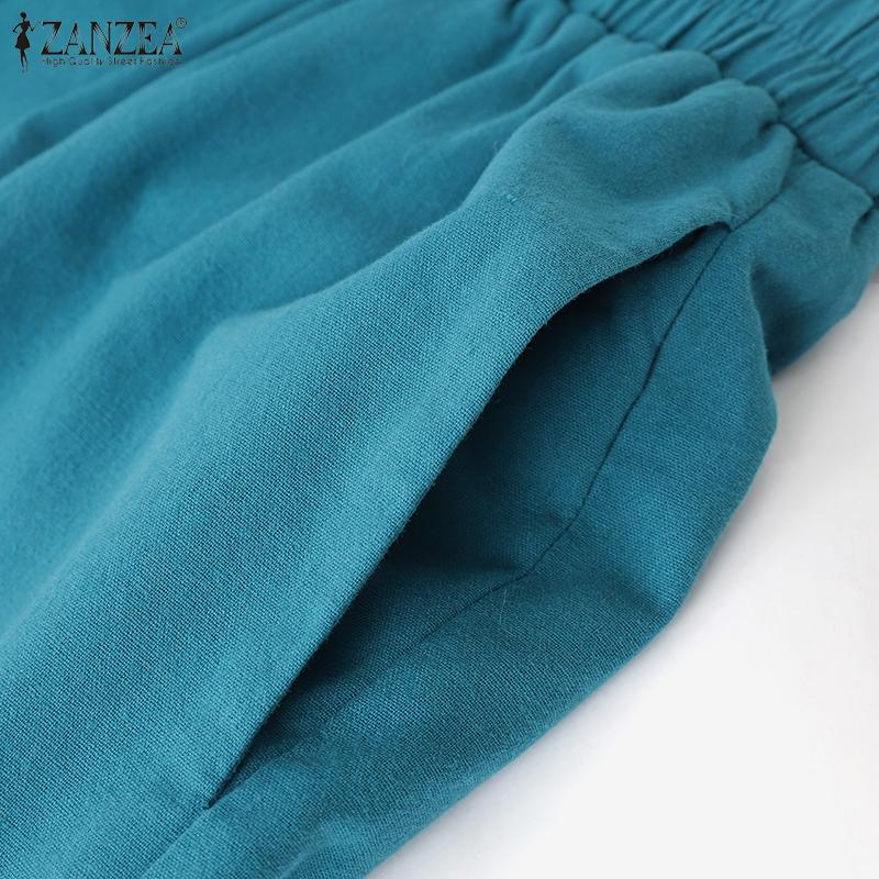 ZANZEA Lässiges Zweiteiler-Set aus Bluse und Shorts für Damen mit halblangen Ärmeln