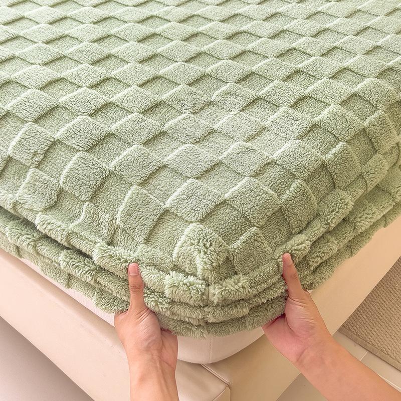 2026 Autumn/Winter Tafu Velvet Bed Sheet Warm and Soft Bed Sheet Furry Mattress Cover Solid Color Thickened Mattress Protective Cover