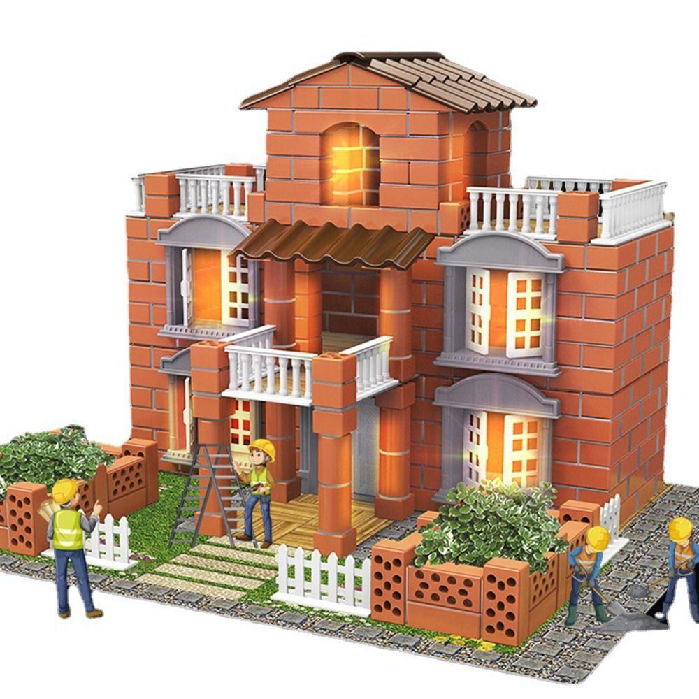 Miniature Size Simulation Brick Houses Kit Multicolor Mini Brick Assembly Toy