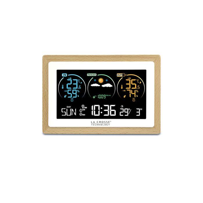 Station météo - la crosse technology - ws6283w-mac - écran coloré - contour bois - intérieur