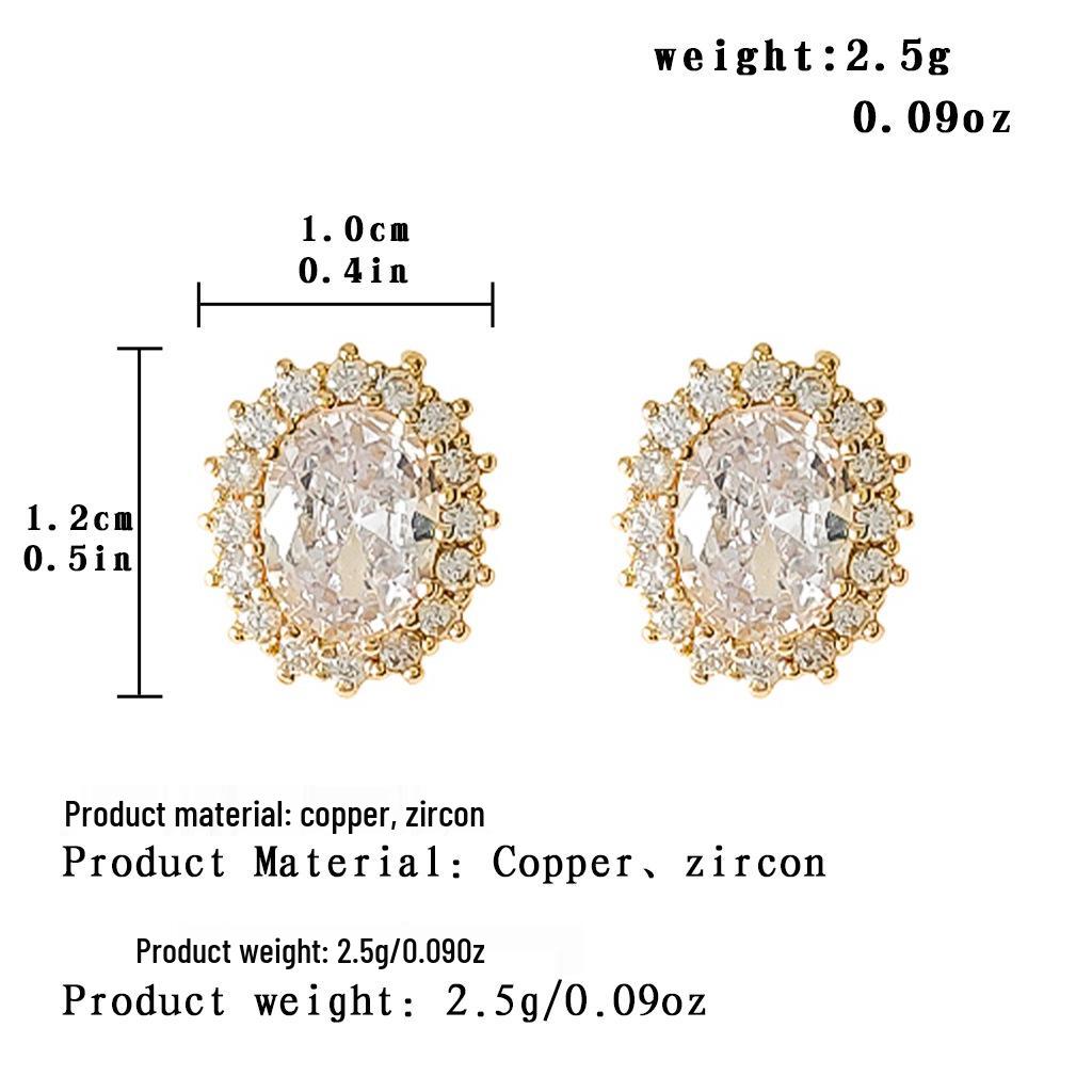 

French Luxury Silver Needle Zircon Stud Earrings - Retro Court Style High-End Niche Versatile Design
