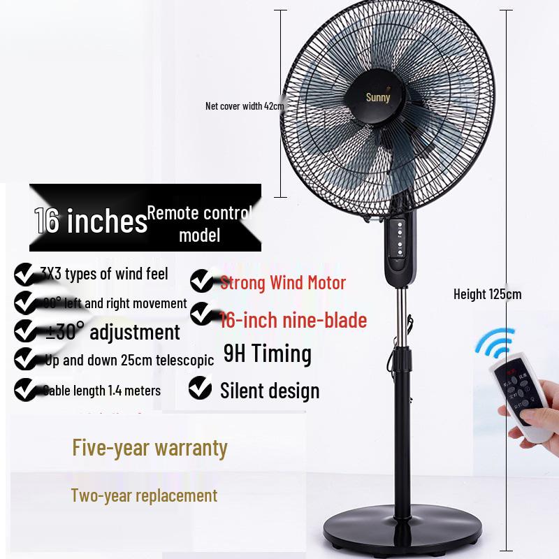 Silent Energy-Saving Oscillating Floor Fan with Remote & Timer