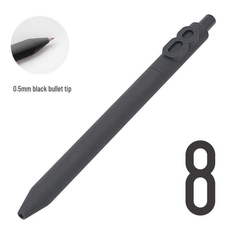 Shuyuan Black Gel Pen - Push-Button, Student Use, Minimalist Design, Candy-Colored Silicone Barrel.