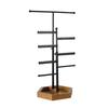 5-Tiers Jewelry Display Organizer Telescopic Earrings Necklaces Bracelets Holder with Wooden Tray Fashion Gift for Women