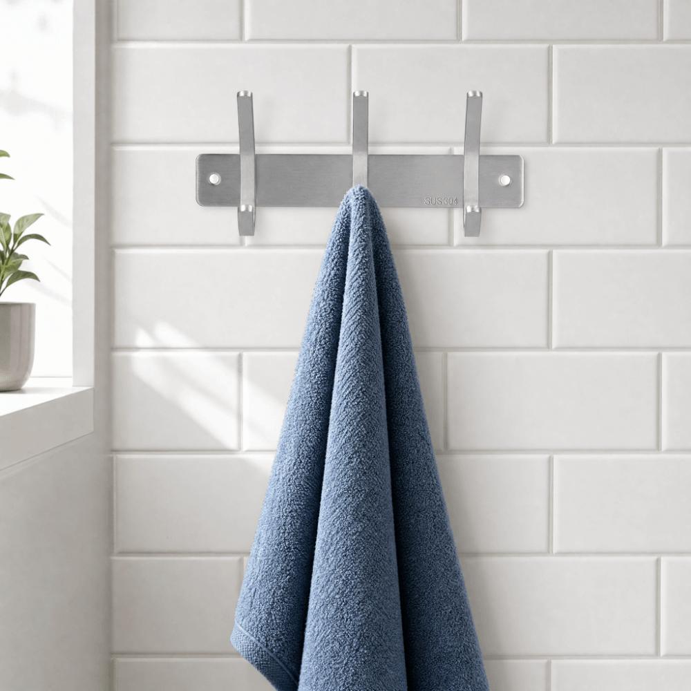 Silver Coat Hook 3 Hooks Robe Hook Versatile Coat Rack  Space-Saving