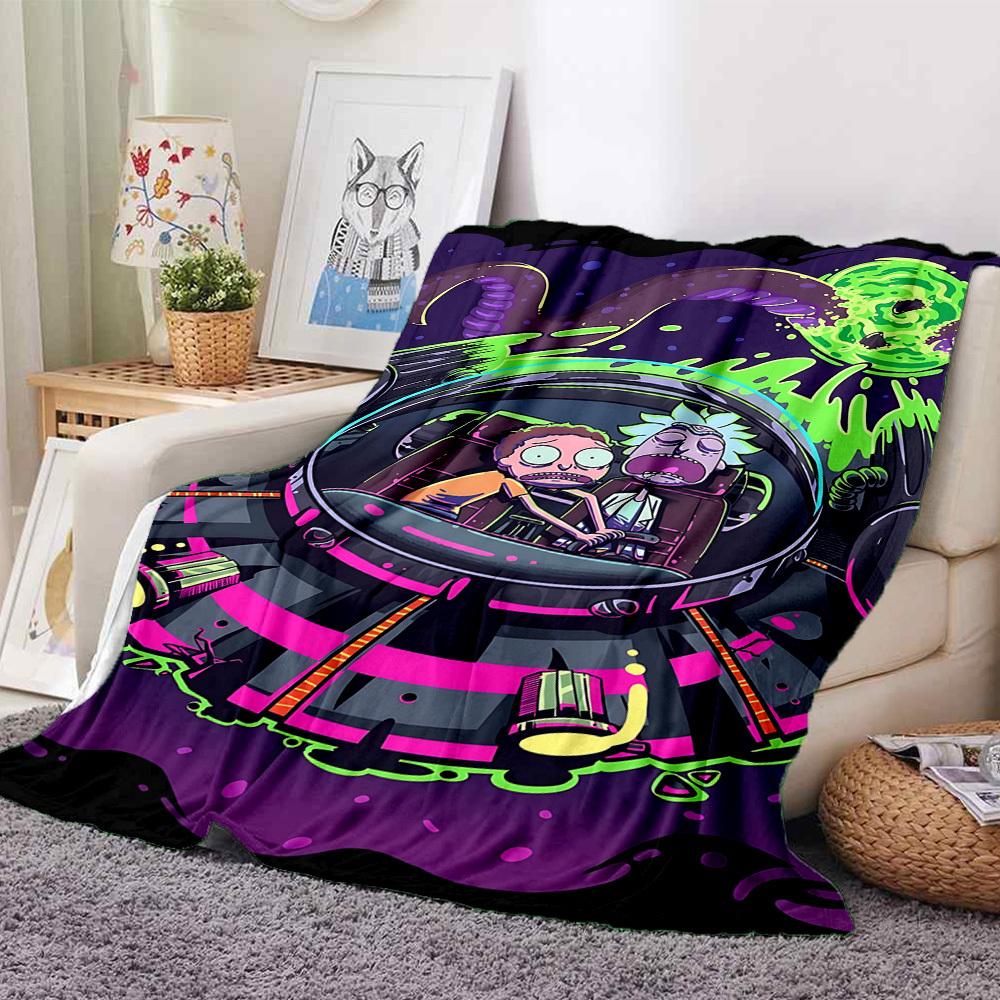 1 peça Cobertor Rick and Morty Leve Manta de Flanela Para Sofá, Cama, Viagem, Acampamento, Sala de Estar, Escritório, Sofá, Cadeira e Cama