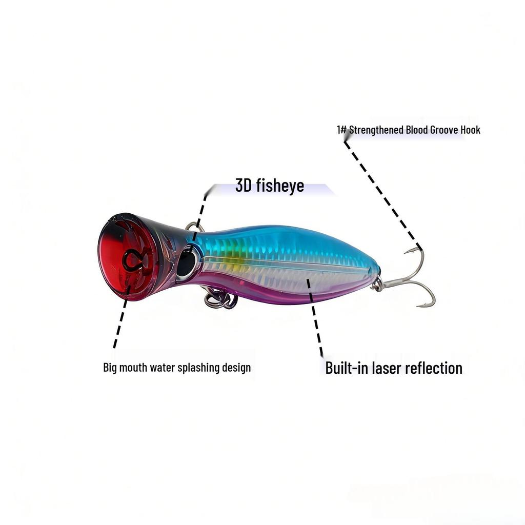 13cm 43g Sea Fishing Wave Crawler Lure with Reinforced Hooks and Polished Laser-Stamped Body, In Exquisite Packaging