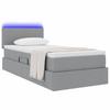 LED Storage Bed with Mattress Light Grey 90 x 200 cm Fabric