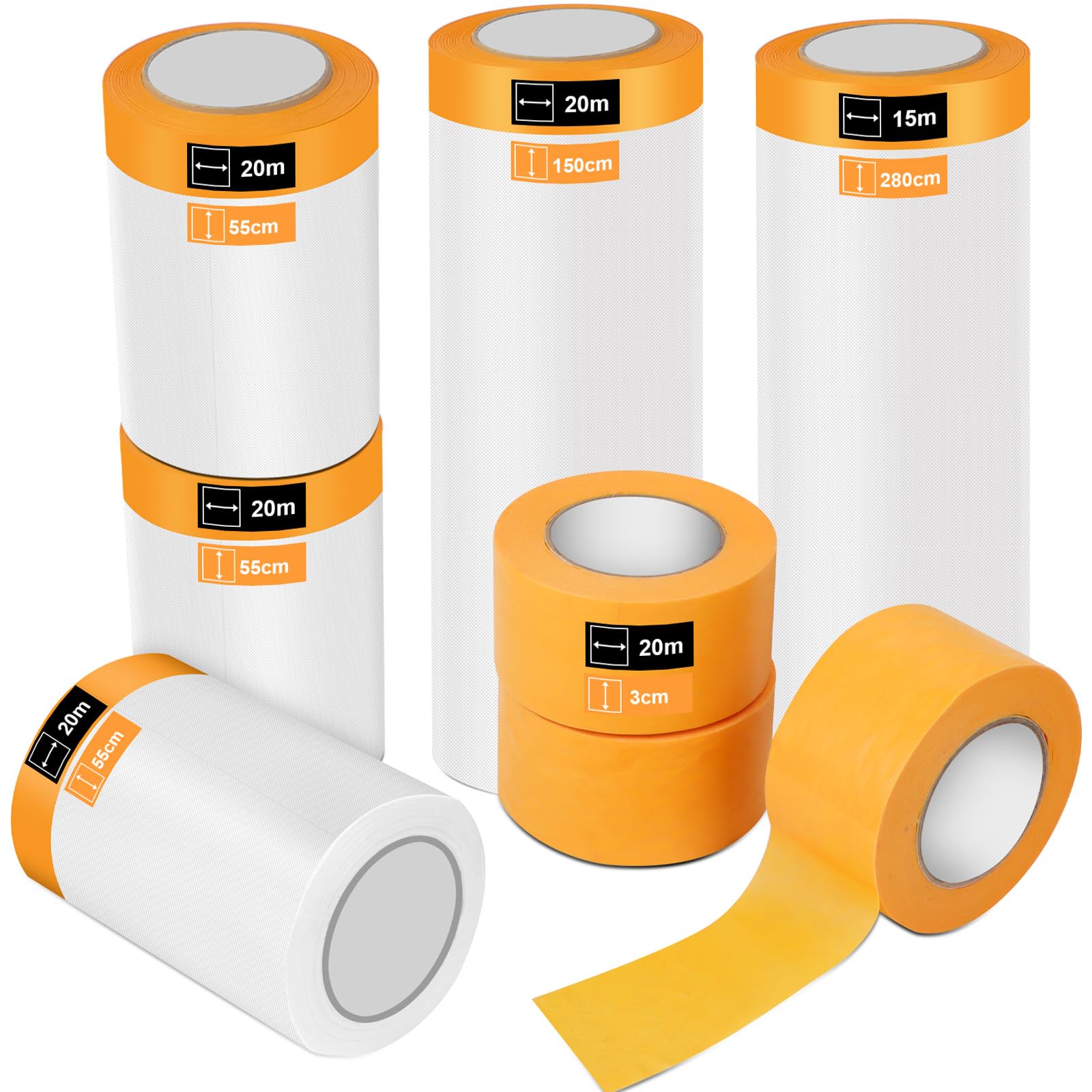 

HIMOMO Painting Masking High Set of with Protective Sheet and for and Furniture Includes 3 Masking Tapes x 1 Tape x 1 Tape x and 3 Masking Tapes x