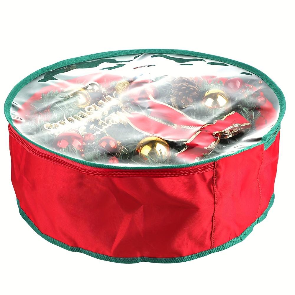 Heavy-Duty Christmas Wreath Storage Bag - Tear-Resistant, Transparent Slot & Sturdy Handles. Perfect Holiday Decor Organizer!