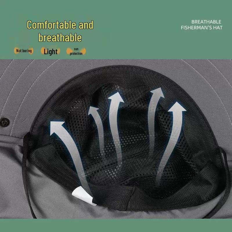 Popular Japanese-Style Men's Wide Brim Sunshade Hat for Fishing, Mountaineering, and Jungle Adventures