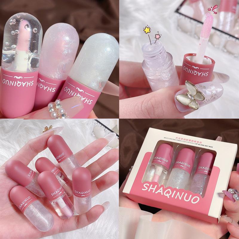 Shaqinuo Hydrating Lip Gloss Set: Moisturizing, Mirror-Shine, Shimmer Finish Lip Care Oil.