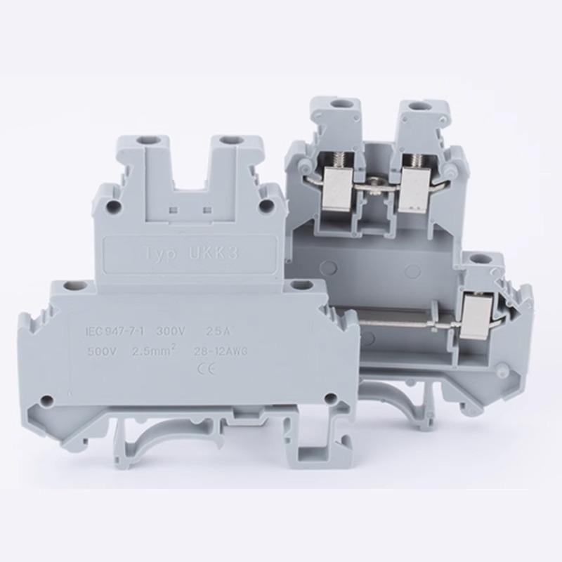 10Pcs Ukk/Ukkb 5 Double-Level Terminal Block 2 Layer 4 Mm² Plug Wire Electrical Screw Connector Din Rail Termin Ukk5 Ukkb5