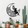 Metal Wall Art Celestial Fairy Outdoor Decor Iron Hollow Cut Design for Garden Patio Home
