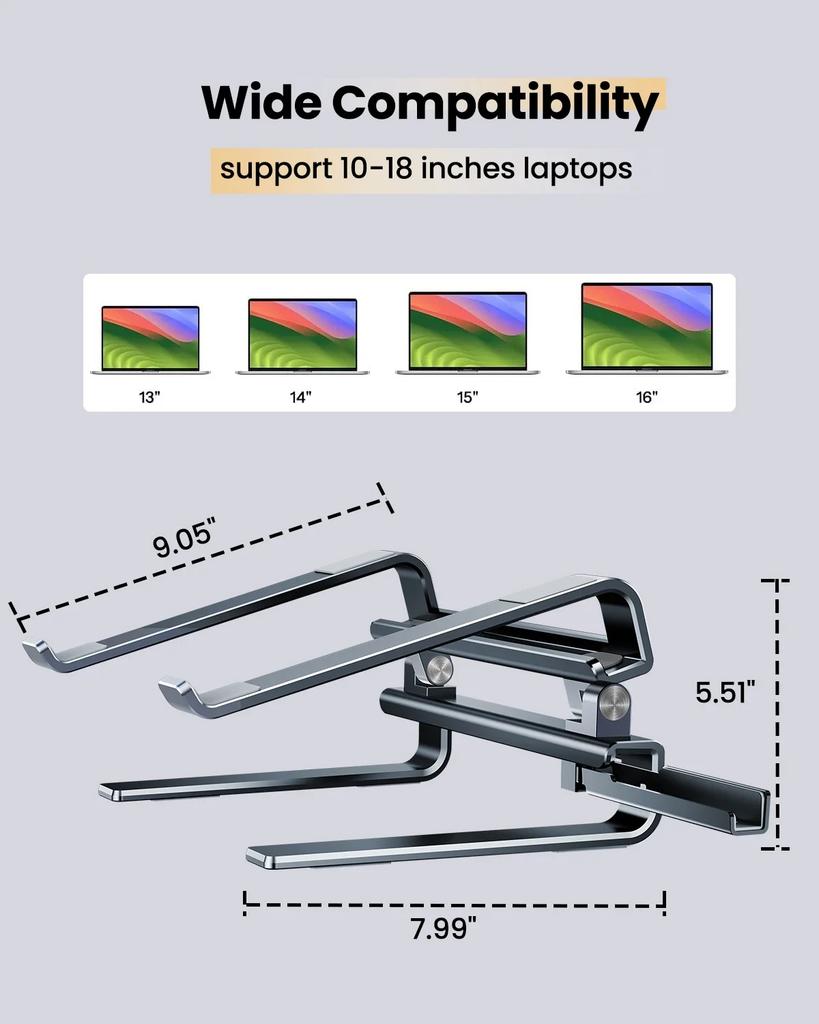 Eary Aluminum Laptop Stand for Desk With Height Adjustable Riser Ergonomic Universal For Notebook Macbook Lenovo Computer Holder