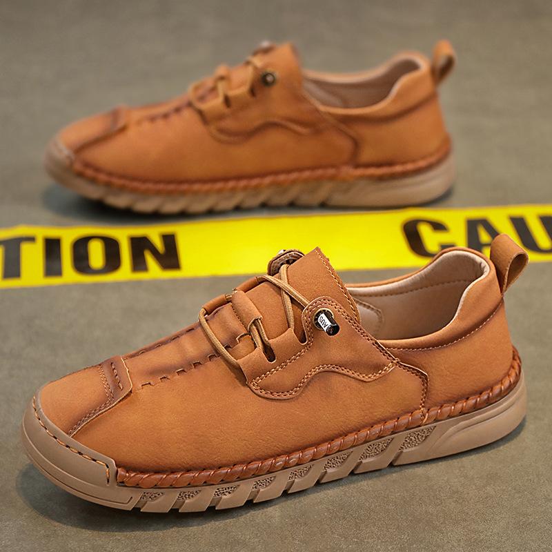Fashion New Leather Men's Shoes Breathable Driving Shoes Designer Outdoor Men Loafers Lace-Up Men Flat Casual Shoes Fashion Moccasins
